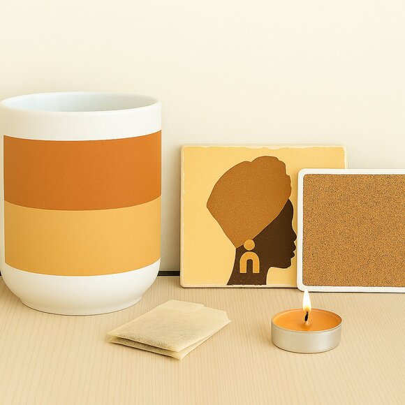 A pair o Afrocentric Coaster Duo – Bold, Artistic, and Culture-Infused size 4x4 - Picture 4 of 4